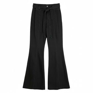 Flying Tomato Women High Waisted Wide Leg Denim Jeans Belted Charcoal Size L